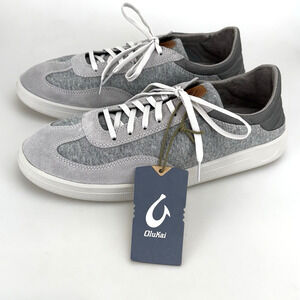 OluKai Puliki Sneaker Mens Size 11.5 Poi Charcoal 10528-2526 Leather Knit
